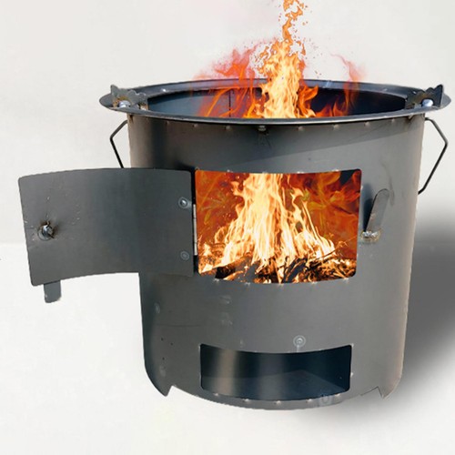 Wood burning furnace - burning,