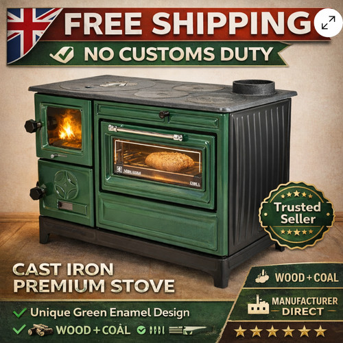 Green cast iron wood burning - green,