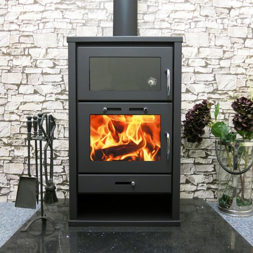 Wood burning stove back - burning,